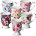 BTaT- Coffee Mugs, 12 oz, Floral Mugs, Porcelain Bone China, Coffee Cups by BrewToATea
