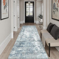 Runner Rug 2'x10' Abstract Washable Non-Slip Runner Rugs for Kitchen Bathroom Laundry Room Blue Vintage Floor Carpet Runners for Hallway Entryway
