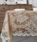 Warm Home Designs 60 x 120 Lace Tablecloth. Linen Gold Rectangle Tablecloth with English Rose Design. Rectangular Tablecloth, Rustic Tablecloth or Dining Table Cover for 10-12 Guests. LTC Linen 120"
