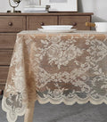 Warm Home Designs 60 x 84 Lace Tablecloth. Gold Linen Rectangle Tablecloth with English Rose Design. Rectangular Tablecloth, Rustic Tablecloth or Dining Table Cover for 6-8 Guests. LTC Linen 84"