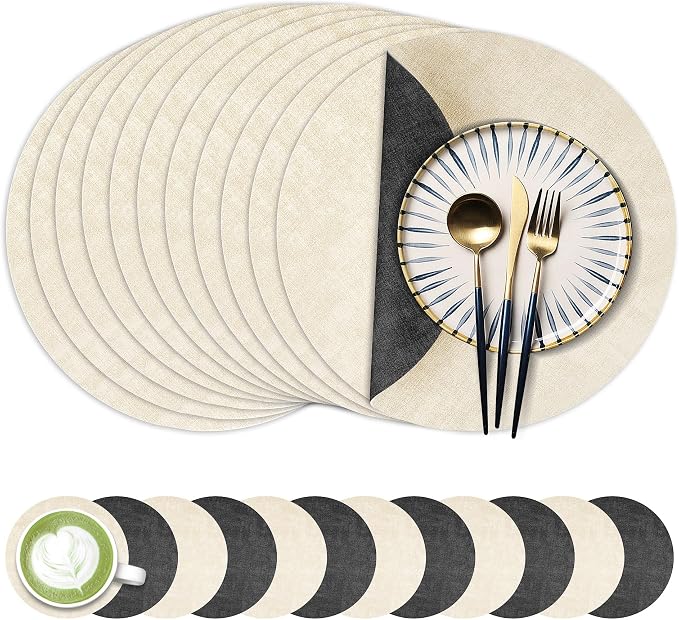 Fyvva Placemats Set of 12, Stain & Scratch Resistant, by Fyvva