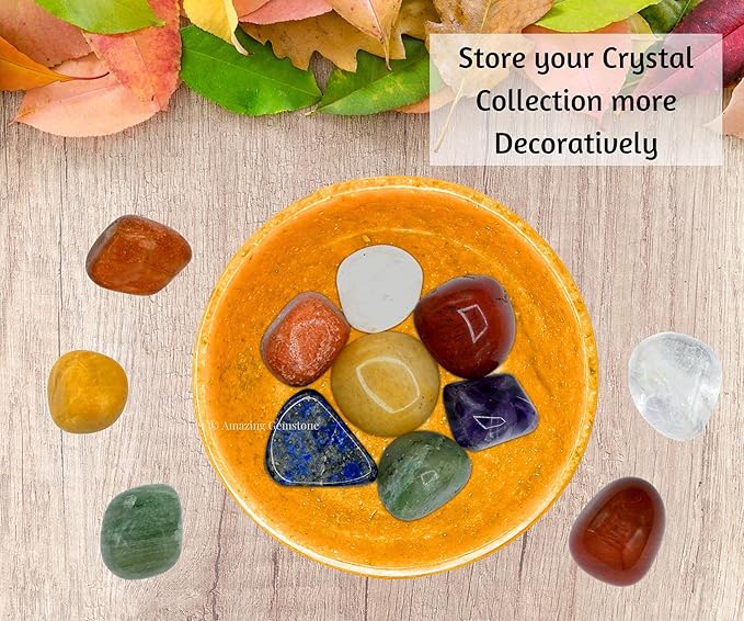 Yellow Jasper Crystal Bowl - 3 Inch Decorative Bowls for Room and Home Decor - Gemstone Healing Crystals for Elegant Display, Positive Energy Balance and Gift