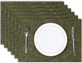 Kevin Textile Christmas Burlap Linen Placemats Set of 6 Heat Resistant Dining Table Place Mats Washable Kitchen Table Mats for Dinning Party Holiday Indoor Outdoor, 13 x19 inches, Peridot Green