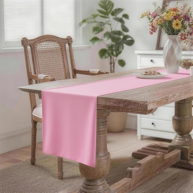 MEANMOY Pink Table Runner 60 Inches Long Waterproof Washable Table Runners | - Image 2