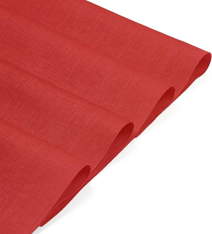 D'Moksha Homes Linen Placemats 14 x 19 Inch - Bright Red Placemats Set of 4-100% Pure Linen Table Place Mats for Valentines, Spring, Easter - Handcrafted and Machine Washable