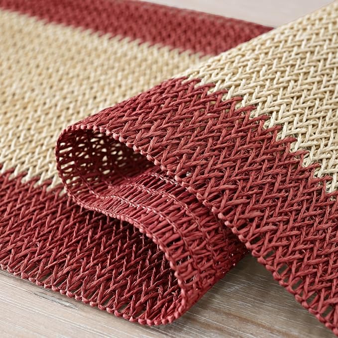 Artoid Mode Red Farmhouse Rustic Paper Braided Table Runner, Seasonal Christmas - Image 6