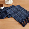 Macrame Style Boho Table Runner, 12x72 Inch Navy Blue | Woven Boho Table Runner by ZEEMARTONLINE