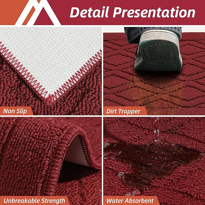COSY HOMEER-Kitchen-Rugs-and-Mats 20"x30" Non Slip Kitchen Mats for Floor Absorbent Kitchen Rug Washable Kitchen Standing Floor Mat for Sink Mat,Throw Rug,Entry,Laundry,Red