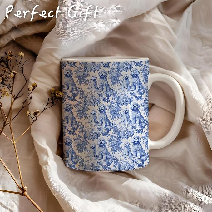 Chinoiserie Golden Doodle Mug, Grandmillennial Dog Coffee Tea Mug 11oz - Image 5