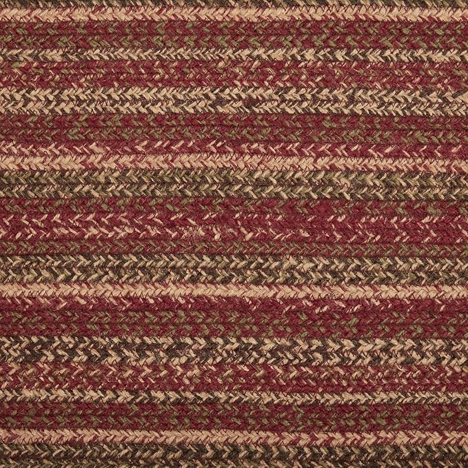 VHC Brands Cider Mill Primitive Jute Red Textured Striped Oval Kitchen Table - Image 5
