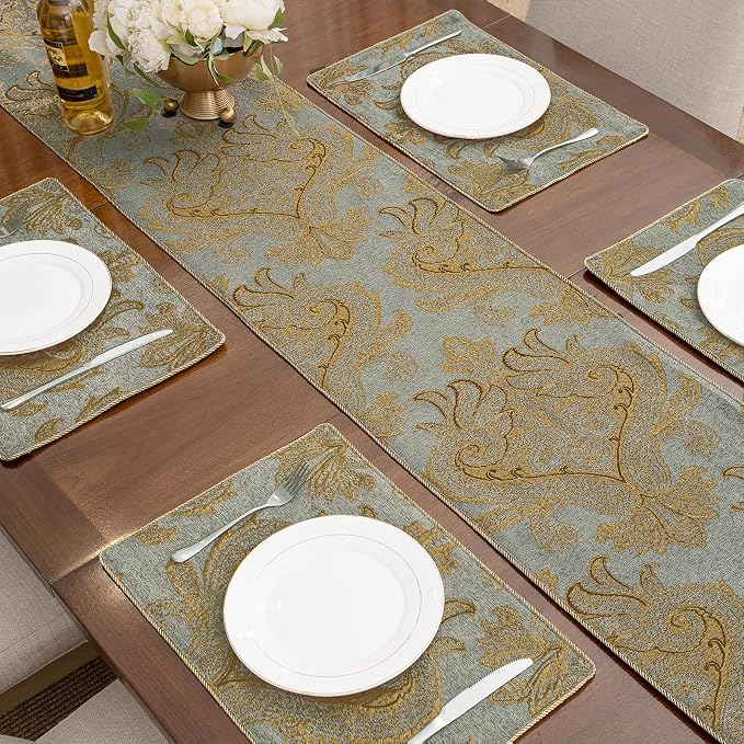 Loom and Mill Luxury Chenille Damask Table Runner 90 inches Long, 13x90 inch - Image 6