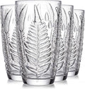 Clear Drinking Glasses Set of 4, 16 oz Glass Cups, Vintage Fern Glassware | by QELVIO