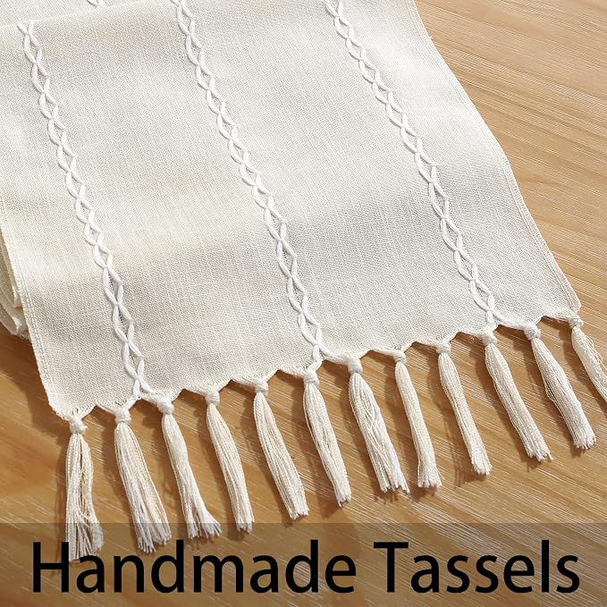 Rustic Boho Table Runner, Farmhouse Table Runners 90 Inches Long - Image 8