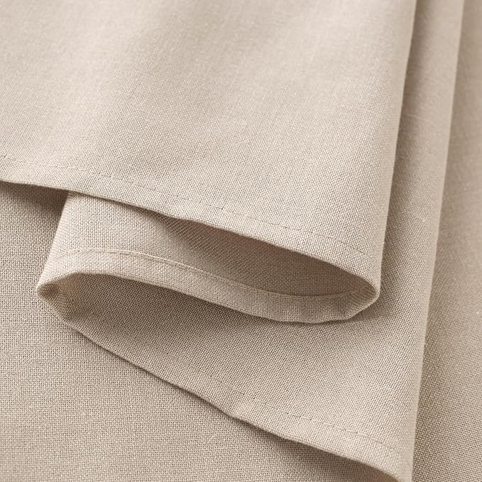 Beige Linen Table Cloths for 4 Ft Rectangle Tables Farmhouse Modern Neutral Fabric Tablecloth Kitchen Dining Room Decoration Table Cover for 4 Foot Tables Holiday Party Dinner 60x70 Inch
