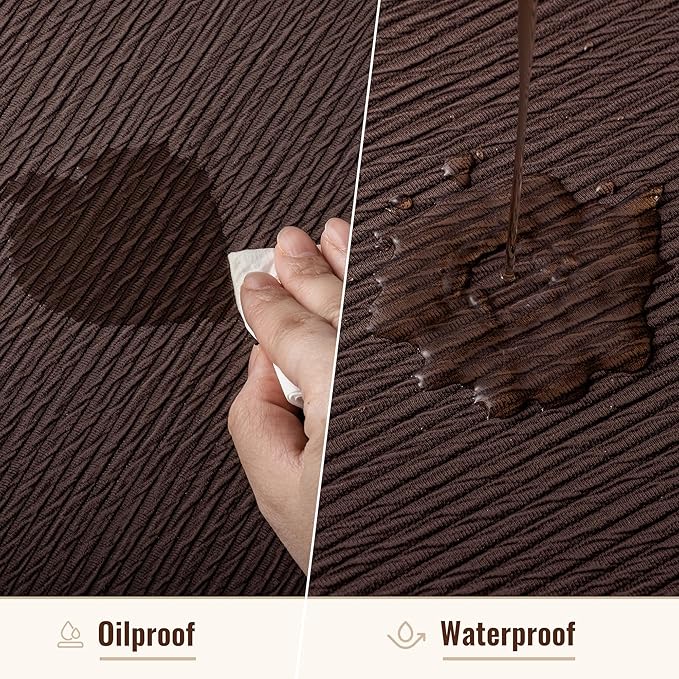 Jovono 15" Faux Leather Big Round Placemats Set of 8 - Washable Heat Resistant Non-Slip Dining Table Mats with Fabric Texture for Kitchen Home Party Decor, Coffee