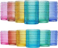 Khen Hobnail Beaded Highball Drinking Tumbler Glasses | Set of 12 | Color, Vintage Bubble Design Whiskey Glassware, Old-Fashioned, Embossed Design for Water, Wine, Cocktail Embossed, Rocks Glass