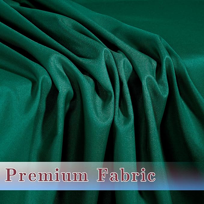 HolidayIdeas Fitted Green Table Covers - 96 x 30 Inch - 2 Pack Rectangle Tablecloths for 8 Foot Folding Tables, Polyester Fabric Table Cloth for Craft Show, Trade Show, Graduation Party