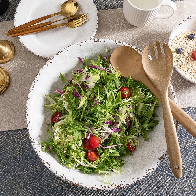 Melamine Large Serving Bowls Set of 2, 13.75" and 130 OZ Farmhouse BPA Free - Image 2