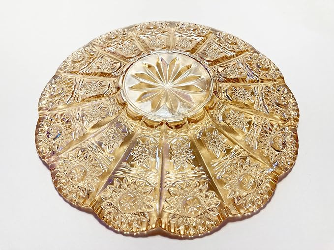 Mazeology Vintage Embossed Sunflower Flower Design Set of Two Amber Pressed - Image 7