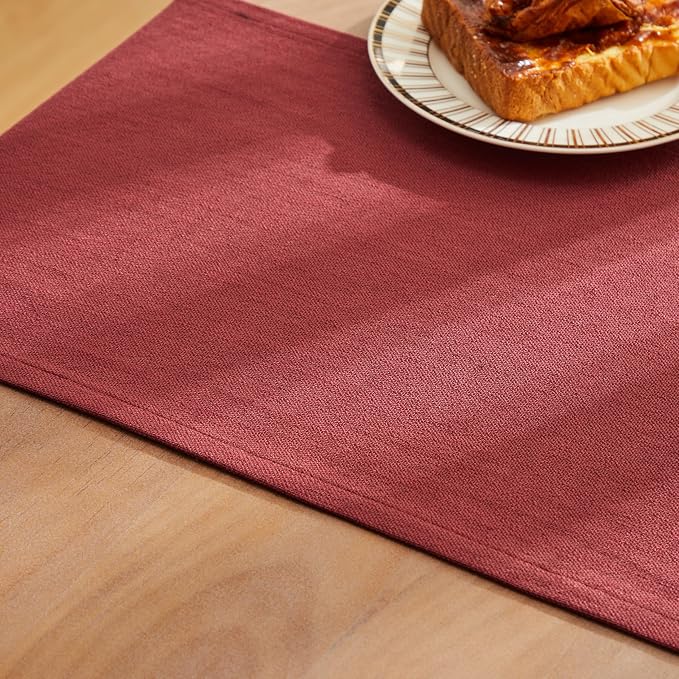 Rustic Cotton Linen Table Runner, 13x108 Inches Burgundy | Farmhouse Style - Image 6