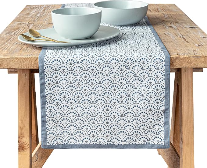 Over&Back 18x90 Hand-Blocked Printed Cotton Table Runner by overback