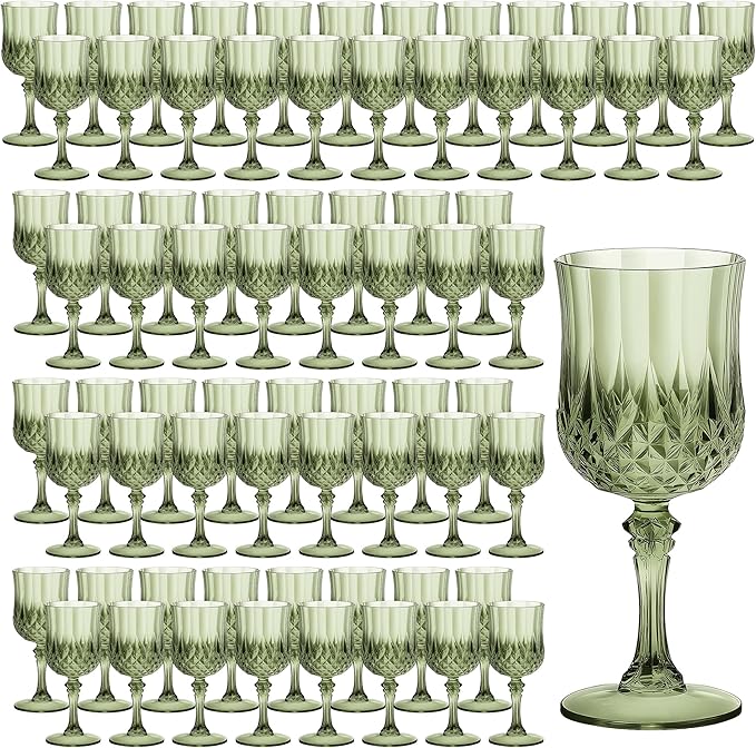 7OZ Plastic Wine Glasses, Reusable Vintage Goblets Unbreakable Drinking Glasses by Unknown