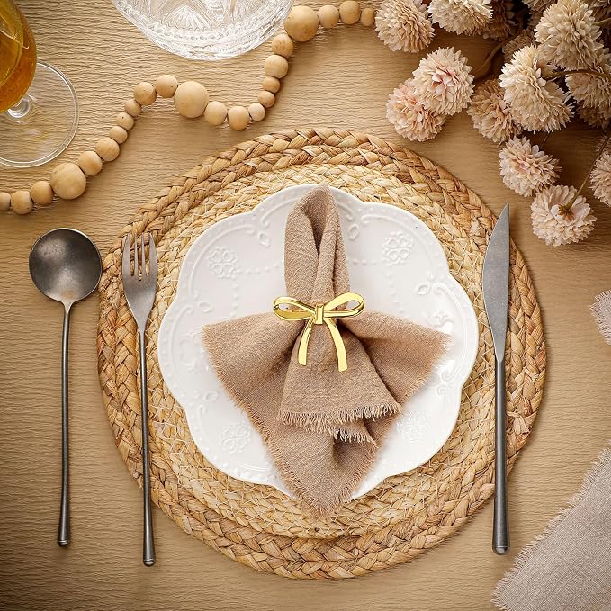 12 Pcs Gold Bow Napkin Rings, Metal Butterfly Napkin Holders - Image 2