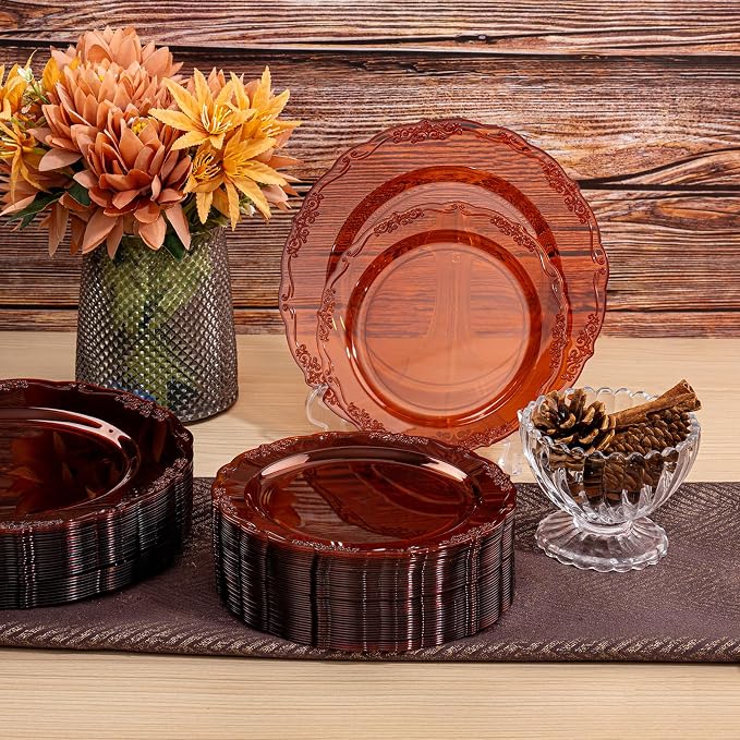 U-QE 100PCS Amber Plastic Plates - Image 4