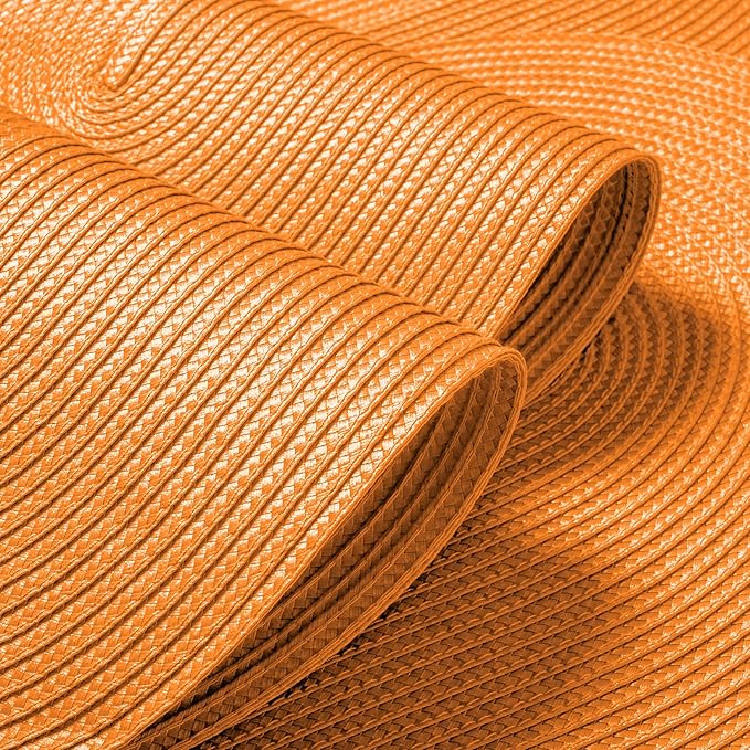 FunWheat Oval Braided Placemats Set of 6 Table Mats for Dining Tables Woven Washable Non-Slip Shining Place mats12x18 Inch Table mats for Indoor Outdoor Use(Oval Orange, 6pcs)