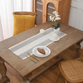 Gernaice Boho Table Runner, Rustic Striped Cotton Linen Farmhouse Table Runners by Gernaice