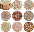 Cork Coasters Set of 8 with Holder, Colorful Drink Coasters by Puluole