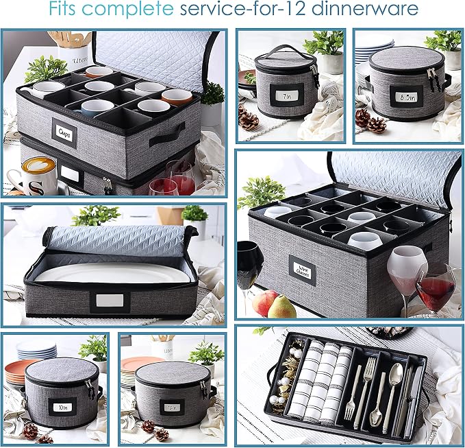 Fine China Storage Containers, 8 Piece Quilted Dish Storage Containers - Image 3