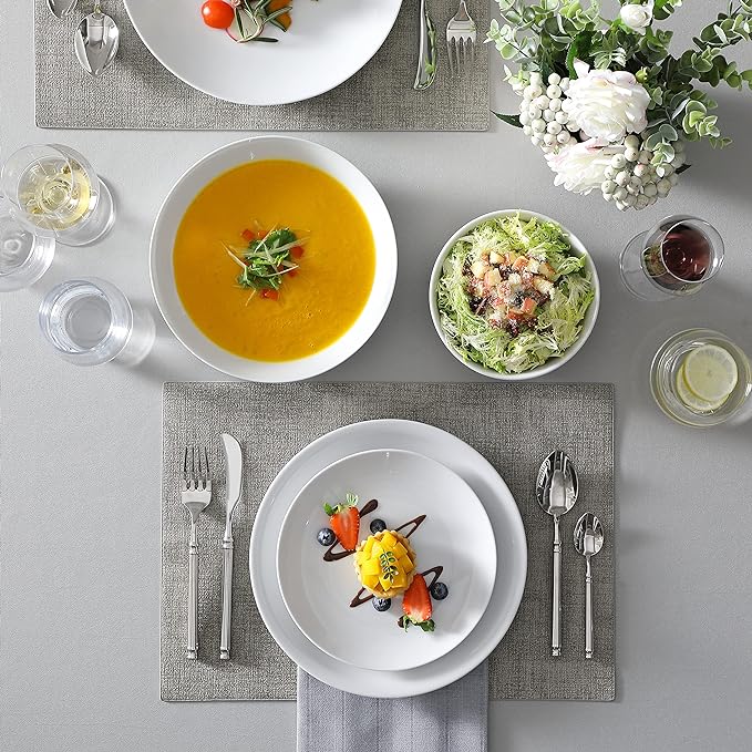 MALACASA 24-Piece Porcelain Dinnerware Set, Microwave & Dishwasher Safe - Image 5