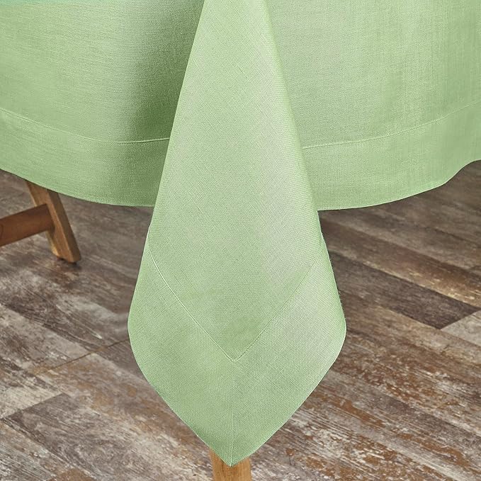 D'Moksha Homes Linen Tablecloth 60 x 120 Inch - 100% Pure Linen Sage Green Table Cloth for Rectangle Tables - Machine Washable Cloth Tablecloth for Spring, St Patricks Day, Easter
