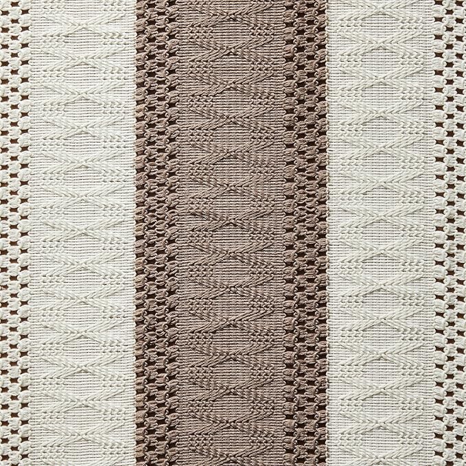 Macrame Style Bicolor Stitching Table Runner 14x60in Cocoa Brown | Woven Boho - Image 6