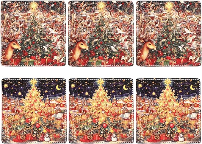 Christmas Coasters Square Leather Drinks Coaster Set - Image 2