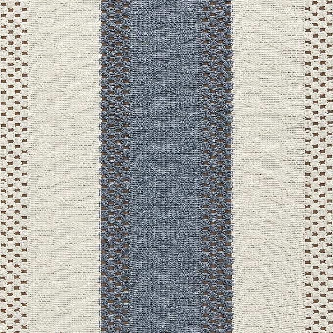 Macrame Style Bicolor Stitching Table Runner 14x36in Navy | Woven Boho Table - Image 6