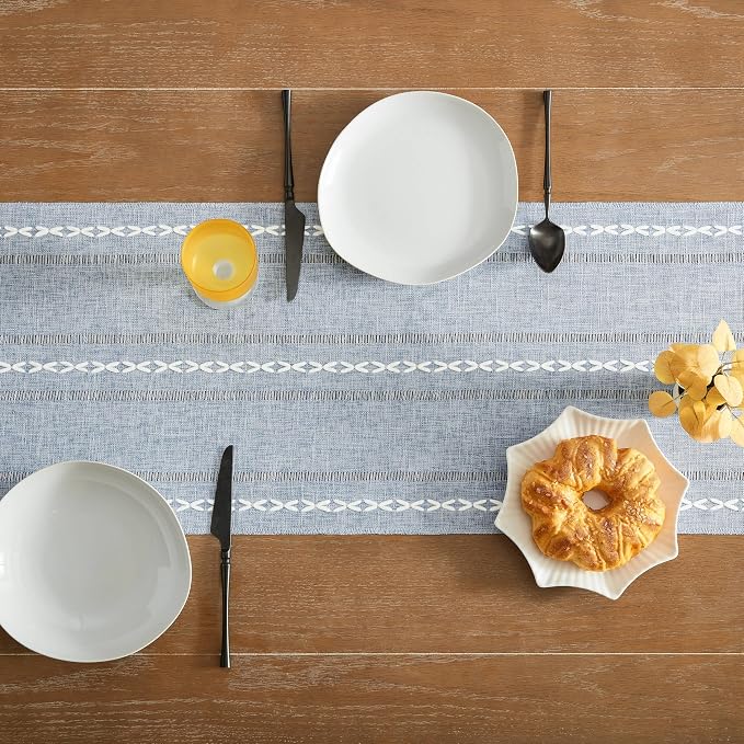 Hemstitched Farmhouse Table Runner, Cotton Linen Table Runners 60 Inches Long - Image 4