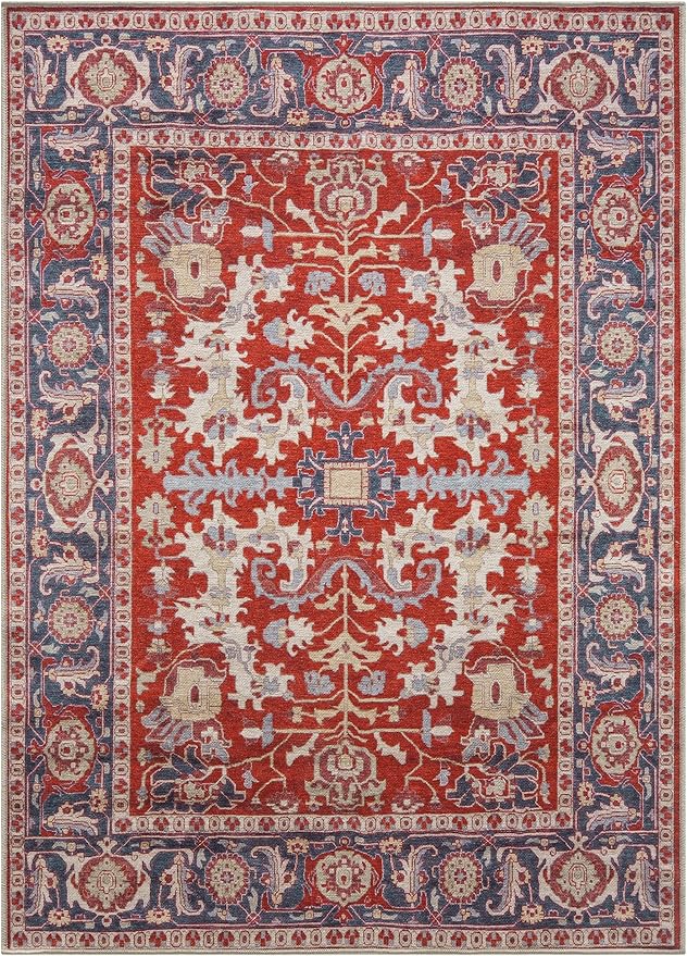 Keen Home Design 9x12 Rug - Machine Washable Area Rug with Non-Slip Backing, Ideal for Living Room, Dining Room, Bedroom - Vintage, Easy Clean, Durable, Low Pile Rug - (9' x 12')