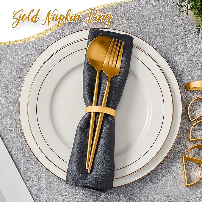 APTWOW Gold Napkin Rings Set of 200, Semicircle Metal Gold Napkin Holder Buckles, Easter Napkins Rings, Napkins Rings for Dinner Table Decor, Wedding, Banquet, Party