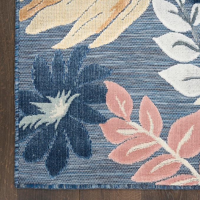 Nourison Home Suncoast Denim Multi 2' x 6' Area Rug - Easy Clean, Non Shedding, Bed Room, Living Room, Dining Room, Kitchen (6' Runner)