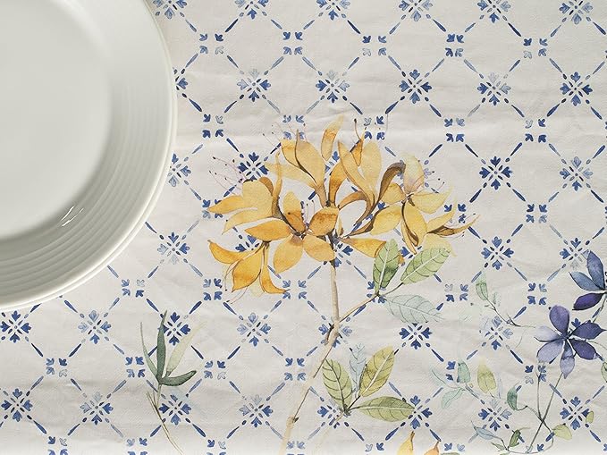 Maison d' Hermine Table Cloth Rectangle Table 100% Cotton 60 x 120 Inches Tablecloth Reusable Decorative for Dining Room Farmhouse Home Valentines Day Decorations Spring Summer - Faience