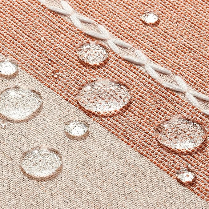 ZeeMart Contrast Linen Round Tablecloth 60 Inch Orange, Farmhouse Style Round Table Cloth Heavy Weight Burnt Orange Fall Tablecloths, Water Resistant Burlap Table Cloths