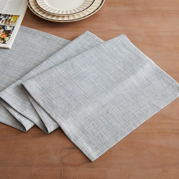 Rustic Cotton Linen Table Runner, 13x48 Inches Blue | Farmhouse Style Linen - Image 2