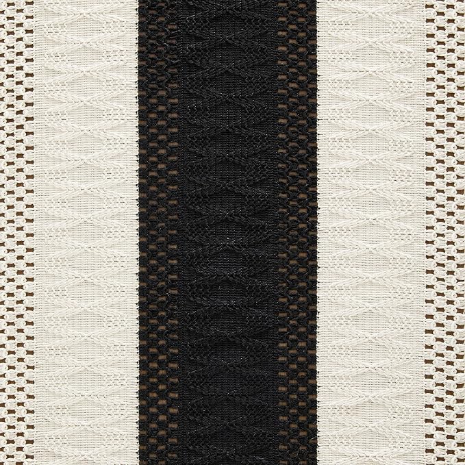 Macrame Style Bicolor Stitching Table Runner 14x36in Black | Woven Boho Table - Image 6