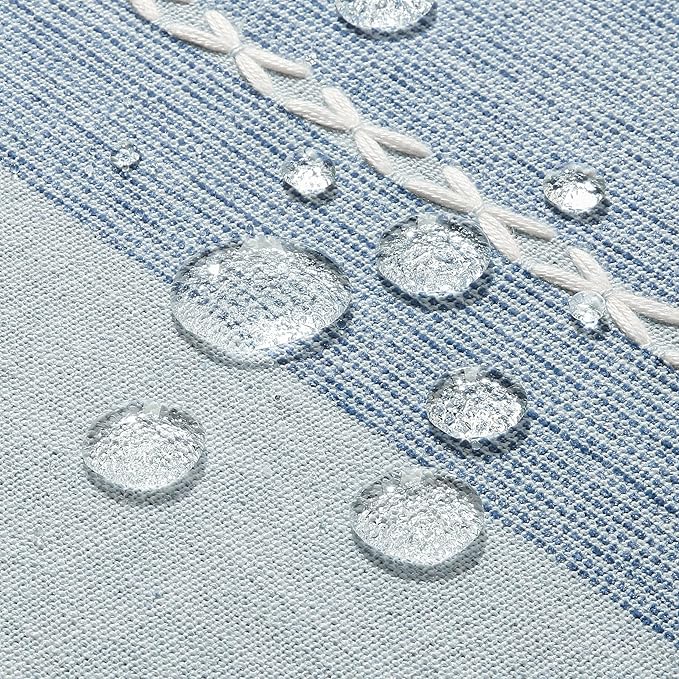 ZeeMart Contrast Linen Table Cloth Square Table Cloths 52x52 Inch Blue, Farmhouse Style Heavy Weight Blue Tablecloth, Water Resistant Burlap Tablecloths