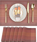 SLKQG Red Placemats Set of 6 - Easy Clean Washable Vinyl Placemats - Wipeable Heat Resistant Table Mats for Dining Table - 17.7x11.8 Inch (6, Red Gradient)