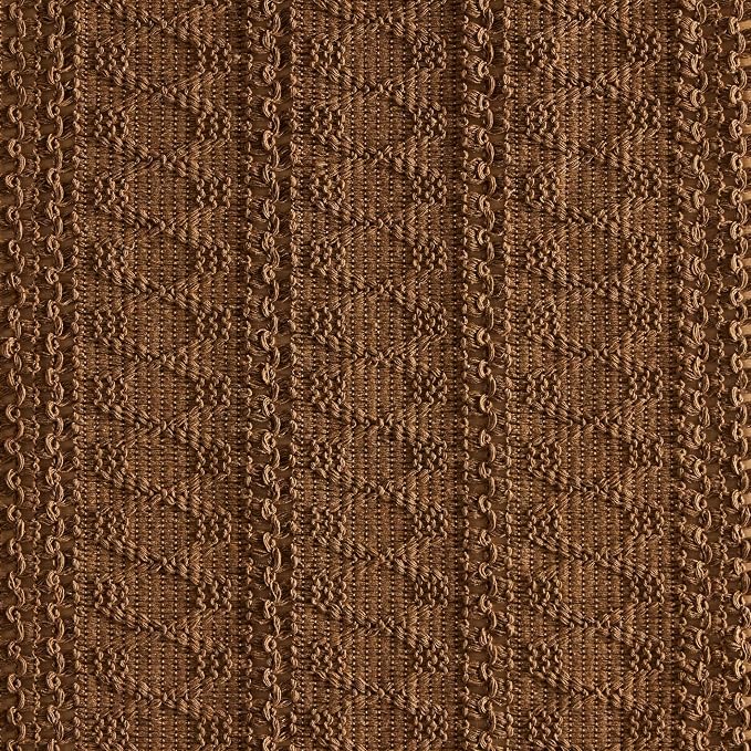 Macrame Style Boho Table Runner, 12x48 Inch Caramel | Woven Boho Table Runner - Image 6