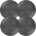 Lightnpro Round Black Beaded Placemats Set of 4 - Handcrafted Decorative Table Chargers - Elegant Farmhouse Table Mats for Dining, Holiday Dinner, Parties, Wedding & Home Décor - 13 Inch Black