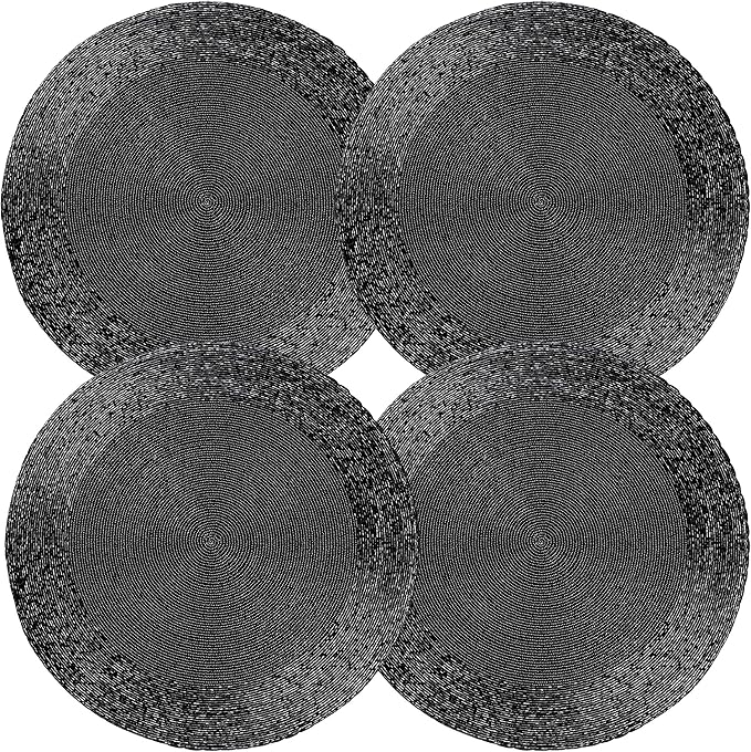 Lightnpro Round Black Beaded Placemats Set of 4 - Handcrafted Decorative Table Chargers - Elegant Farmhouse Table Mats for Dining, Holiday Dinner, Parties, Wedding & Home Décor - 13 Inch Black
